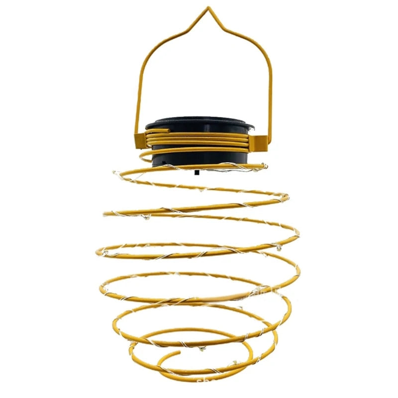 Solar Spiral LED Light Hanging Lantern Solar Spring-Shaped Garden Light Outdoor Waterproof Pendant Light for Patio Porch