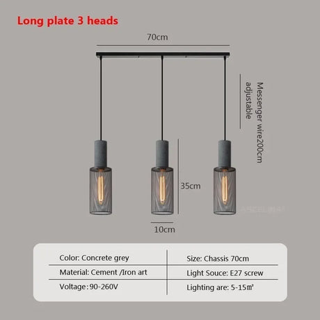Industrial LED Pendant Light Retro Multi head Cement Hanging Fixture Living Room Bedroom Illumination Bar Dining Room Decors Lamp