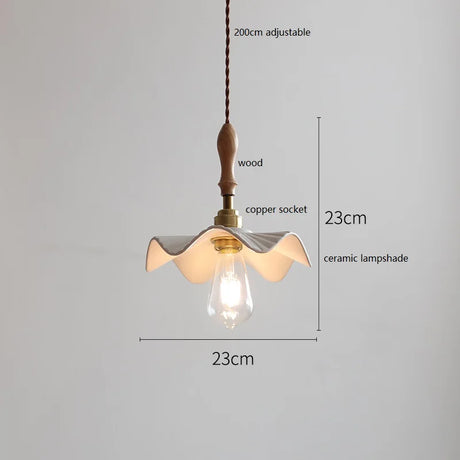 Butterfly Ceramic LED Pendant Lamp Beside Wooden Handle Copper Socket Home Decors Bedroom Dining Living Room Light Hang lamp