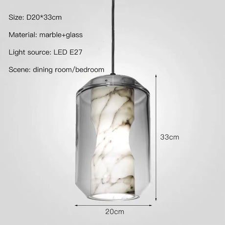 Nordic Glass Marble LED Pendant Lamp For Bedroom Bedside Dining Room Bar Bathroom Villa Art Decoration Small Chandelier Light