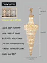 Staircase Long Chandelier Duplex Crystal Chandelier Light Luxury Villa Living Room And Lobby Light Lustre Ceiling Chandelier ﻿