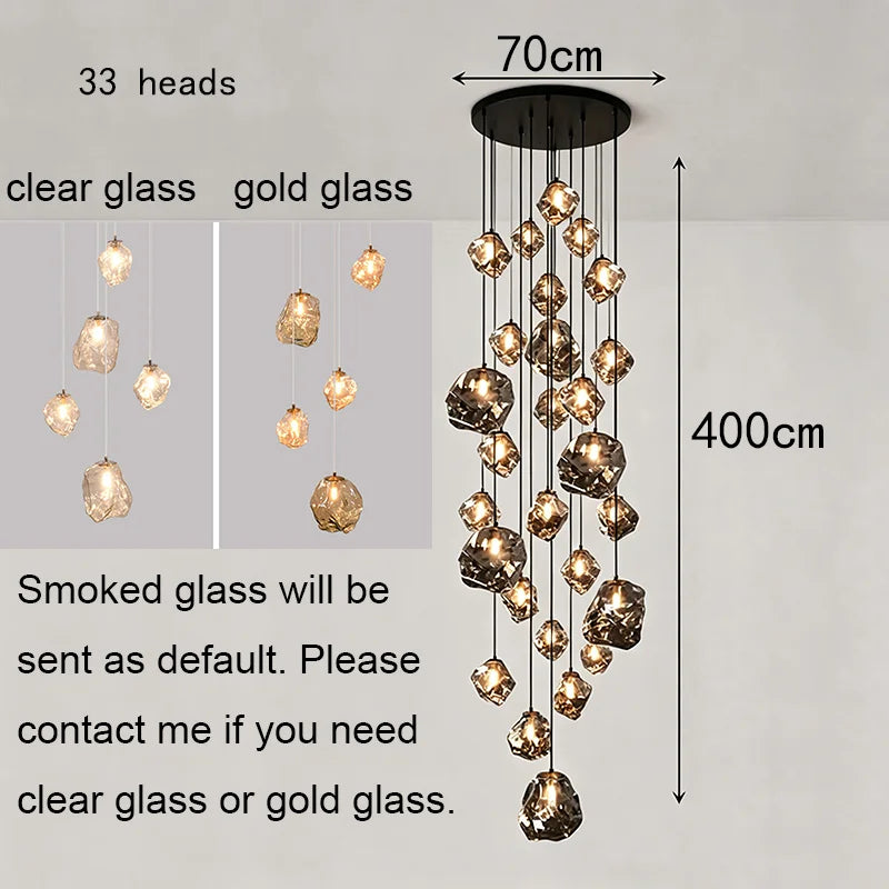Modern Staircase LED Ceiling Chandelier - Luxury Long Hanging Pendant Light for Living Room