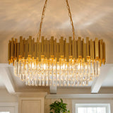 Modern Luxury Crystal Chandelier, Gold Crystal Chandelier, 3-Layer Raindrop Chandelier, Lighting Fixtures, Dining Room, Table, F