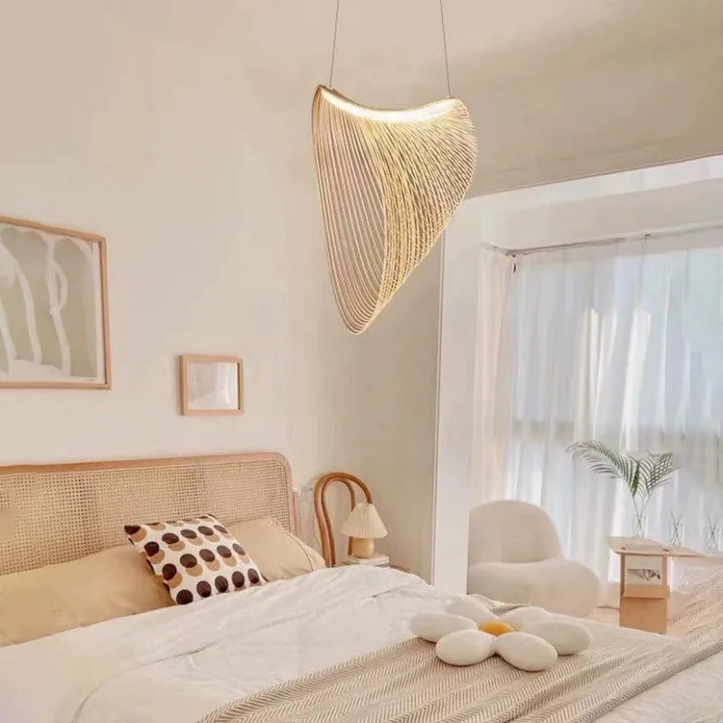 Modern Minimalist Wabi-Sabi Style Wooden Pendant Light Suitable Living Room Bedroom Dining Room Nordic Designer Decorative Lamp