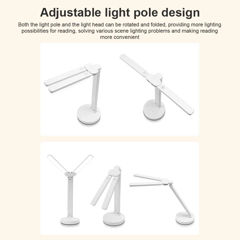 LED Desk Lamp 3 Levels Dimmable Touch Night Light USB Rechargeable Eye Protection Foldable Table Lamp For Bedroom Bedside Reading