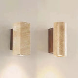 Wabi-Sabi Yellow Travertine Marble LED Wall Sconce - Japanese Natural Stone Minimalist Wall Lamp for Bedroom Bedside, Living Room & Corridor