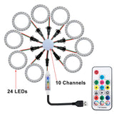 LED Sparkle Ring Light Circle Module WS2812B Individually Addressable RGB Atmosphere Lamp 17 Key Music Remote Control for Party