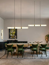 Elevate Your Dinning Room With Our Marble Cylinder Led Pendant Light Dimming Function White Linear Alabaster Gold Silver
