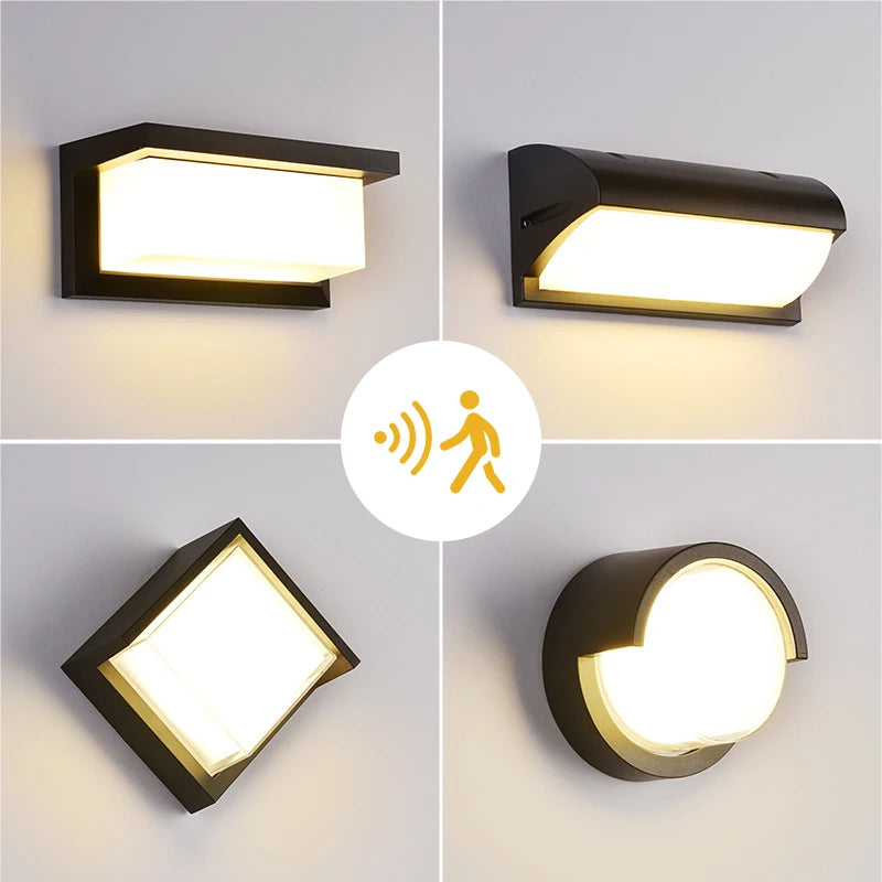 LED Outdoor Wall Lamp Waterproof IP65 Radar Sensor Lighting Balcony Garden Villa Corridor Modern Porch Lights Modern Wall Lamp