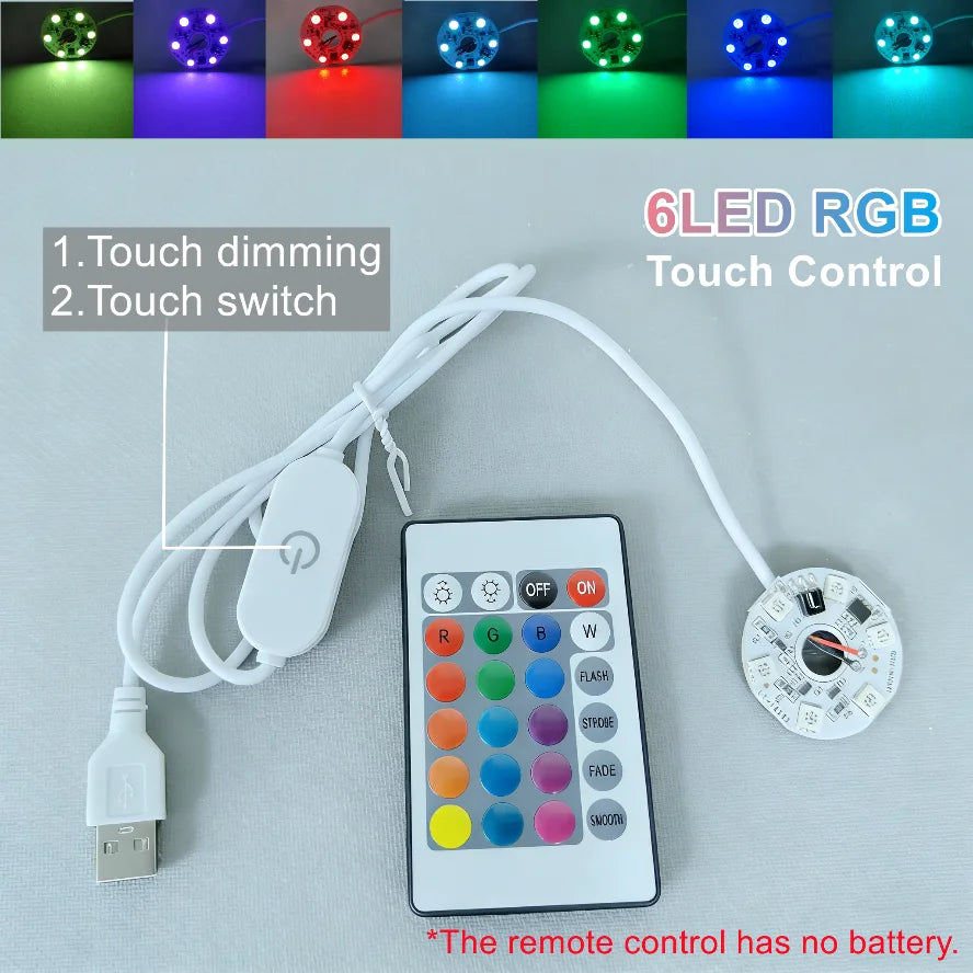 1/2/4 Pcs Dimmable 5V USB RGB LED Light Board with Remote Control - High-Brightness Colorful Gradient Module PCB Panel for DIY Model Display