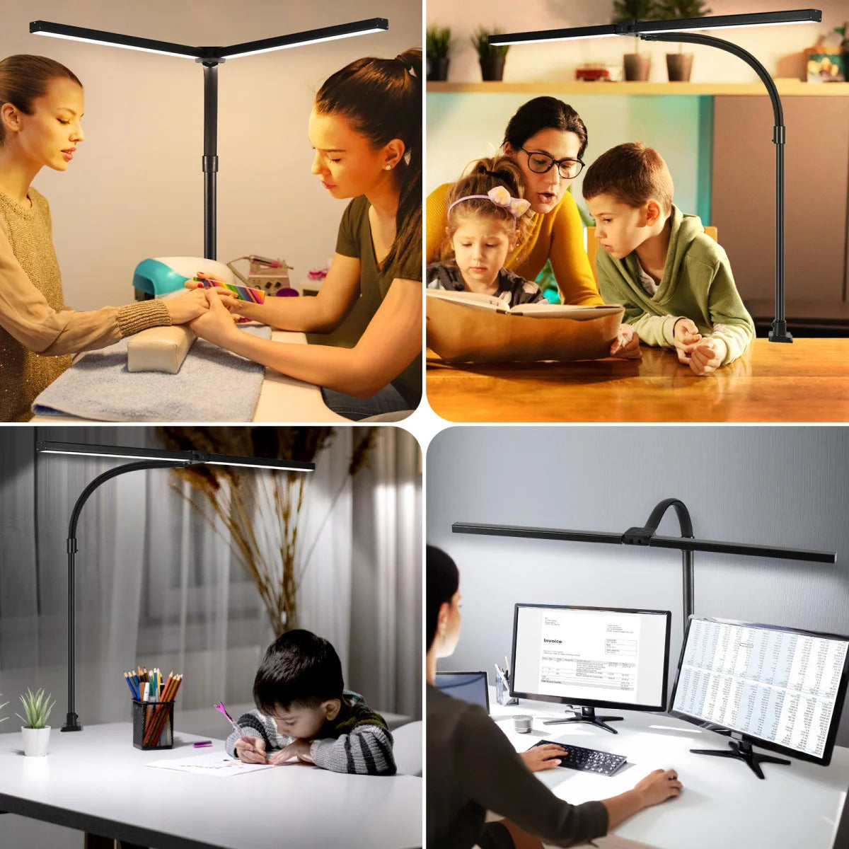 Double Head Led Clip Desk Lamp book decors lamp Dimmable Computer Led Monitor Light Table Lamp Office Home Reading Lighting