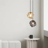 Floating Lava Shape Glass Pendant | Ice Texture Bedside Light with 3-Color Mode