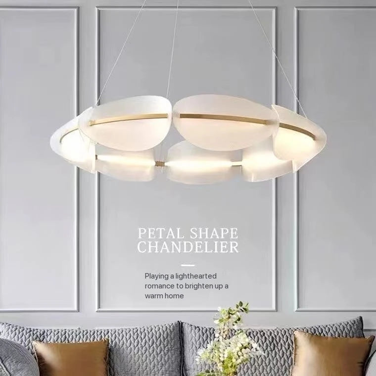 Nordic Leaf Chandelier Modern Acrylic Ring Light Living Dining Room Lighting Decor Home Bedroom Kitchen Hanging Lights Luminaire