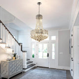 Chrome Modern Crystal Chandeliers Light Fixture,6-Light Empire Style K9 Crystal Chandeliers for Entryway