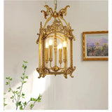 Luxury Copper Glass Corridor Aisle Restaurant Bar Shop Cylinder Solder Birdcage Chandelier Lamp D30cm H62cm Candle Hanging Light