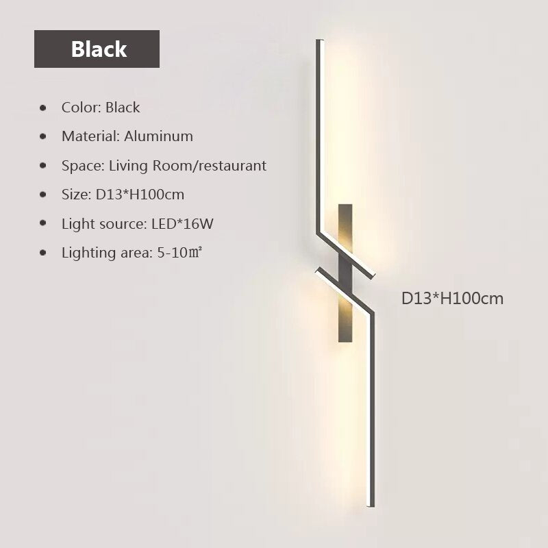 Modern LED Wall Lamp Long Bar Scone Home Decor Living Room Bedroom Minimalist Wall Light Bedside Background Interior Lighting