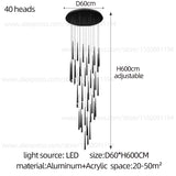 LED Pendant Light Modern Living Room Chandelier Villa Loft Large Pendant Light Minimalist Duplex High-Rise Long Stair Chandelier