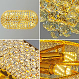 Luxury Ceiling Light: Empire Gold Ceiling Light Fixtures 10 Lights Rectangular Crystals Chandelier Over Long Dining Table, for Kitchen Islands, 3 Colors Temperature