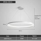 Modern Minimalism Round Ring Led Chandeliers Lighting Living Room Office Lustre Pendant Lights Home Decor Bedroom Hanging Lamps