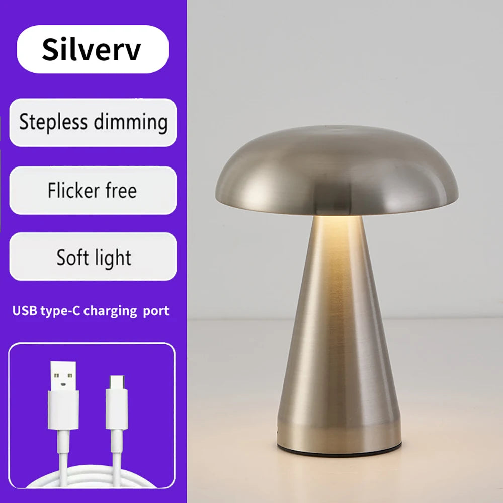 USB charging desk lamp Metal mushroom desk lamp charging Living Room Restaurant bar casual learning atmosphere light Touch night