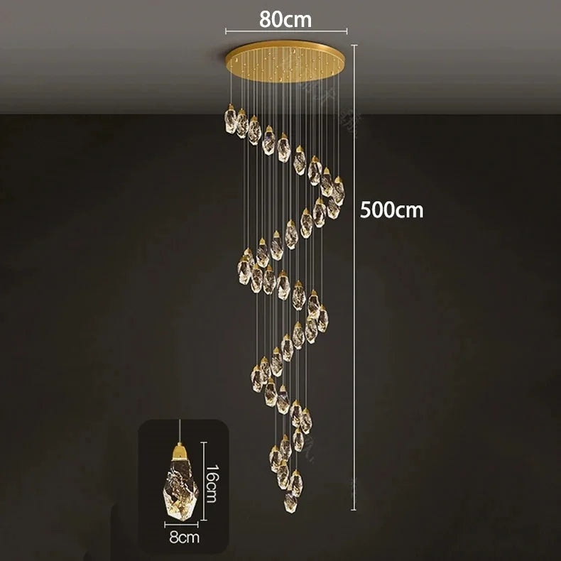 Modern Home Decoration Crystal Ceiling Lights Chandelier Staircase Pendant Lamp Living Room Hanging Lights Interior Lighting