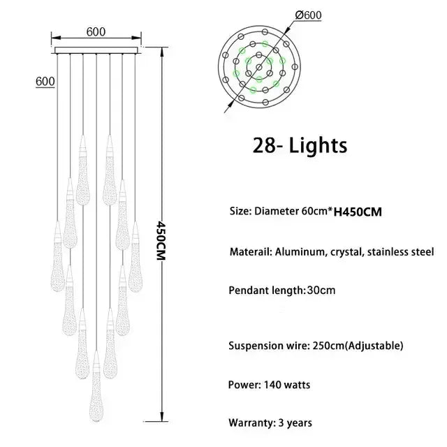 2025 New Modern LED Crystal Pendant Light Lustre Restaurant Bar Composite Staircase Light Living Room Home Decoration Lighting