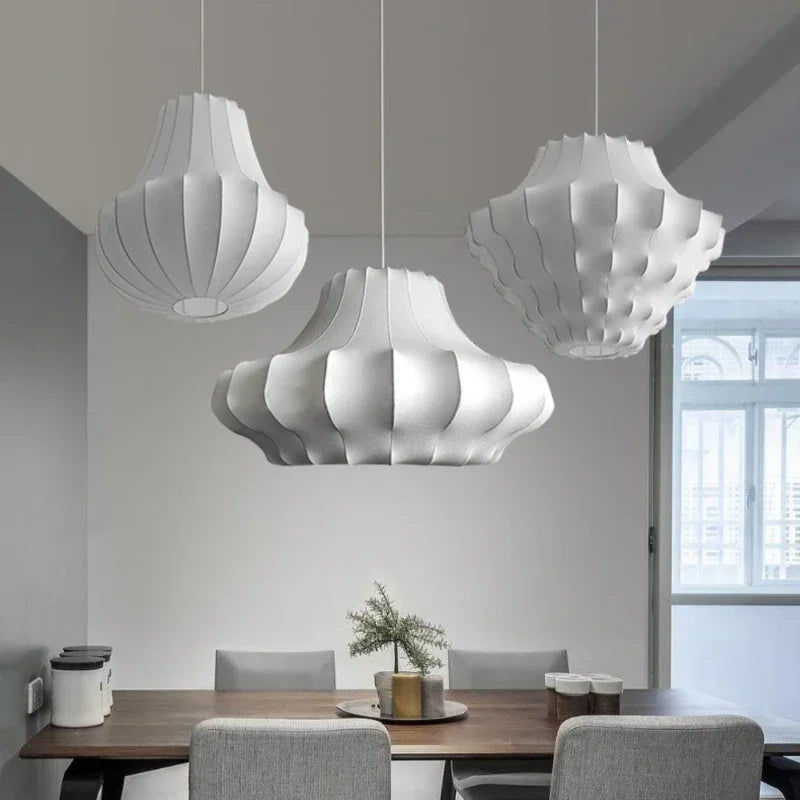 Noguchi Isamu Style Rice Paper Pendant Light - Japanese Wabi-Sabi Ball Ceiling Chandelier Lamp Fixture for Bedroom, Living Room & Restaurant