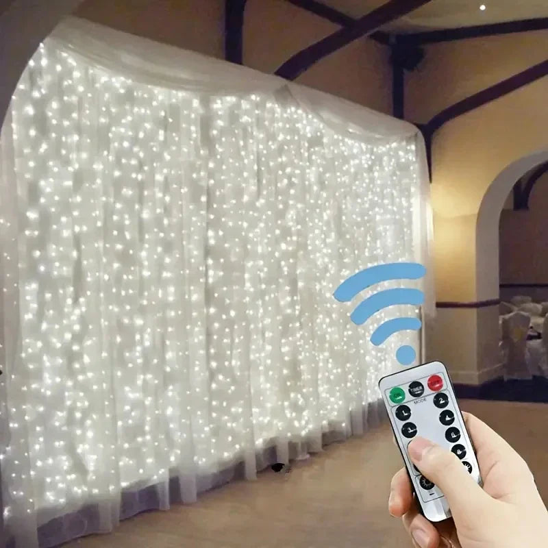 USB LED Curtain String Lights - Remote Control Fairy Garland for Bedroom & Windows