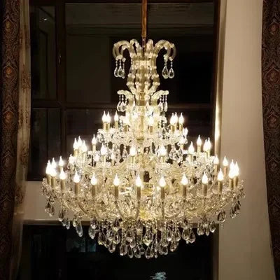 Luxury Large Crystal Chandelier - Modern Led Candle Chandelier For Hotel Lobby Villa Living Room & Entryway Lighting