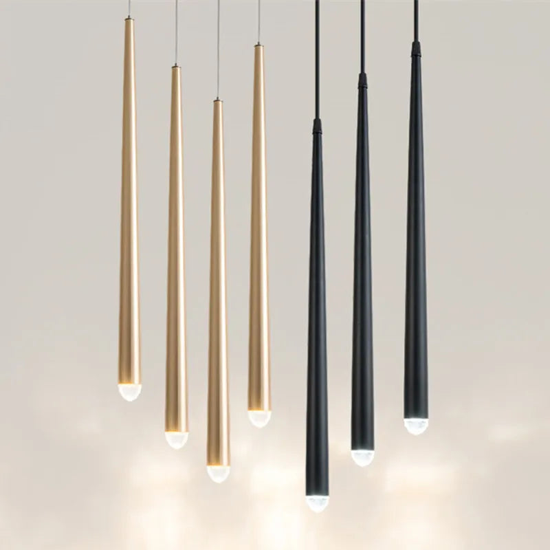 Dimmable Cone Long Tube LED Pendant Light Hanging 7W Lamp Aluminum Acrylic Home Kitchen Island Dining Living Room Bar Cafe