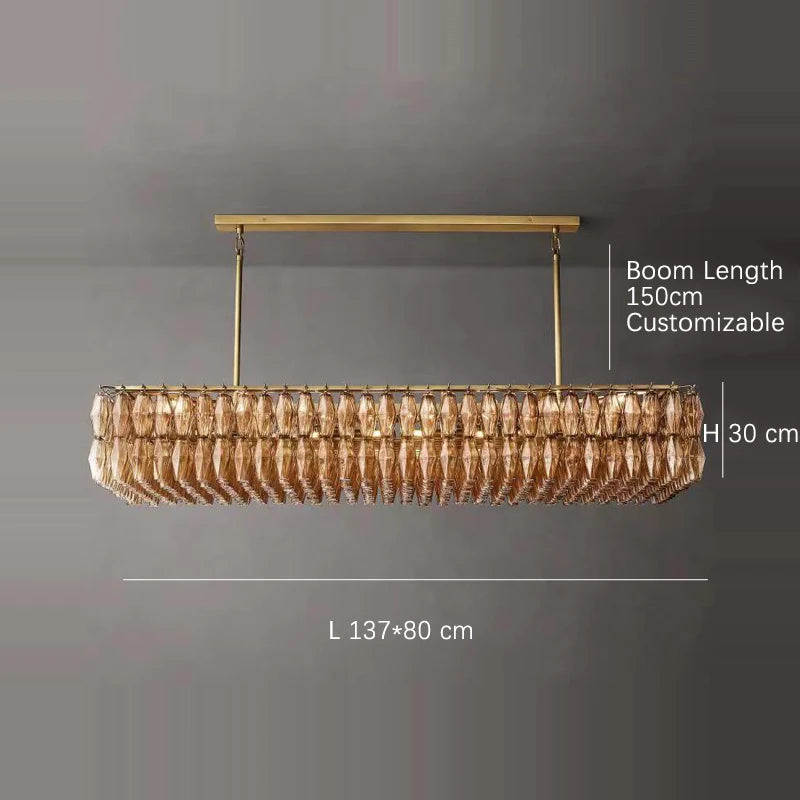 2025 Contemporary Glass Pendant Lamp Round Rectangle Chandelier Silver Black Finish Adjustable Ceiling Light Villa