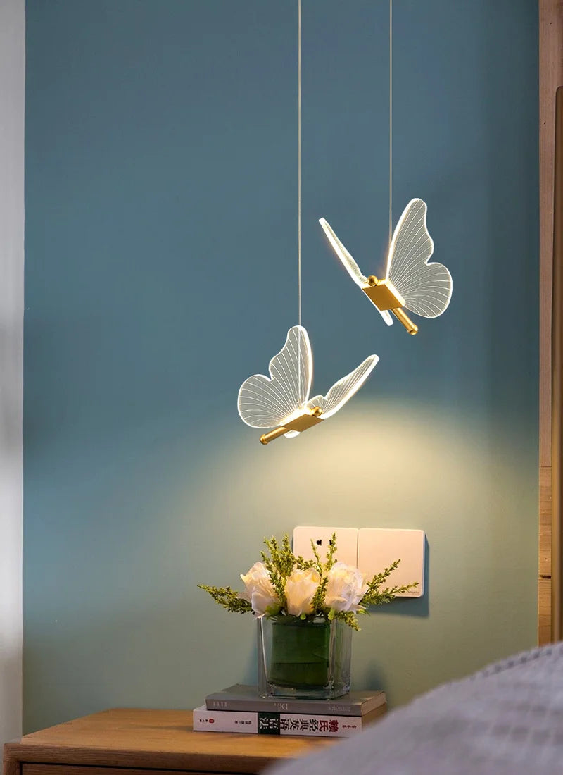 LED Pendant Light Fixture Butterfly Hanging Lamps For Ceiling Kitchen Bedside Living Room Decor Pendant Lamp