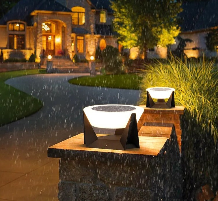 VZVI Solar Lights Outdoor Garden Light Column Lamps Post Light Waterproof Fence Gate Cap Light Lantern Head Lamp Patio Decor
