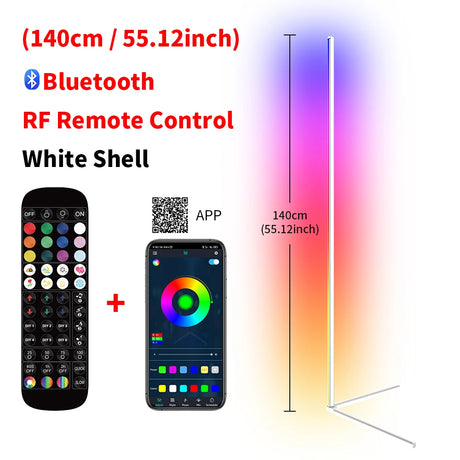 Living Room Dimmable 140cm RGB Corner Floor Lamp WIFI Smart LED Mood Light Art Home Decor Atmospheric Standing Stand Lighting