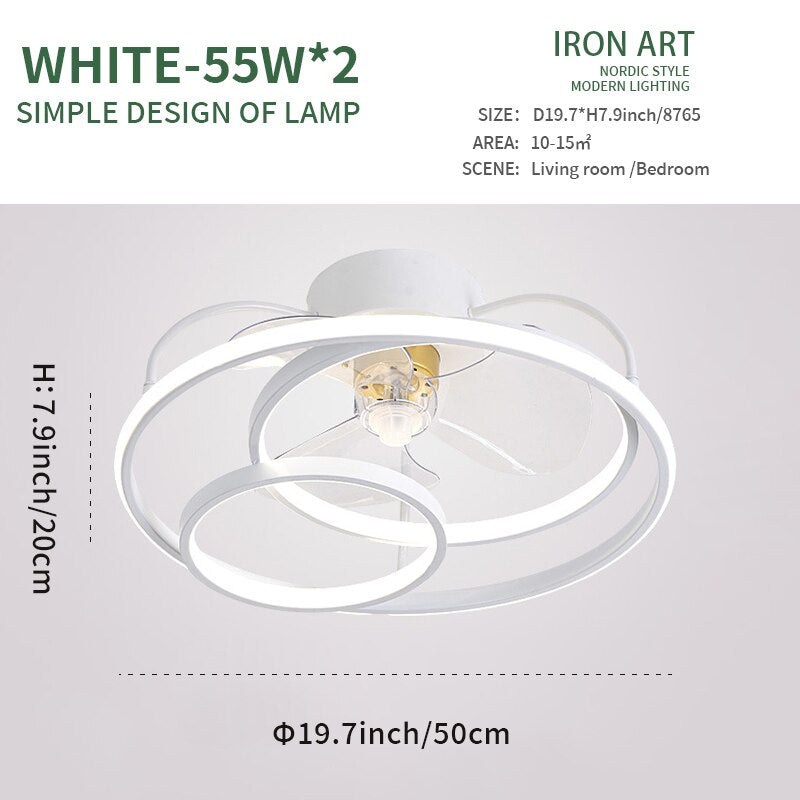 Modern simple LED Ceiling Fan Lamp with remote control Dining Room Bedroom Lamp Silent ceiling Fan light fixture Indoor lighting