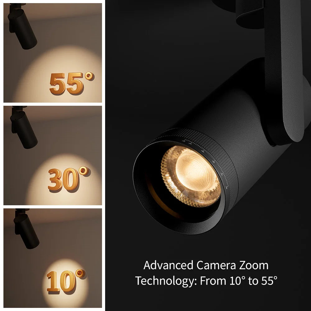 Aisilan LED Ceiling Spotlight Dimmable Zoomable Adjustable Narrow Beam Angle 10-55°  Focus Light for Showcase Mural Accent Lamp