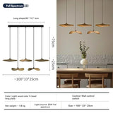 Japanese Wabi Sabi Solid Wood Lamp for Living Dining Room  Villa Duplex Kitchen Island Linear Light 3colors Changeable