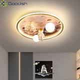 Modern Nordic Lunar Surface Astronauts-Shaped LED Ceiling Lights Art Lamps for Salonchildren Bedroom Home Decoration Chandeliers