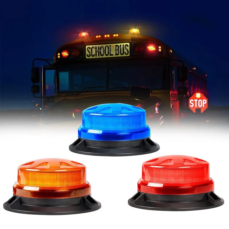 Magnetic Base LED Blue Emergency Strobe Light Car Police Roof Flashing Hazard Warning Light 12V/24V Vehicle Safety Beacon Lamp