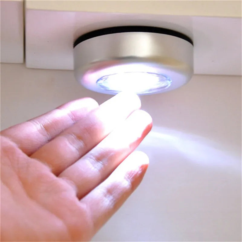 1pcs Wardrobe Bedroom Stairs Mini Touch Control Night Light Kitchen Wireless LED Cabinet Light Battery Powered Closet Light