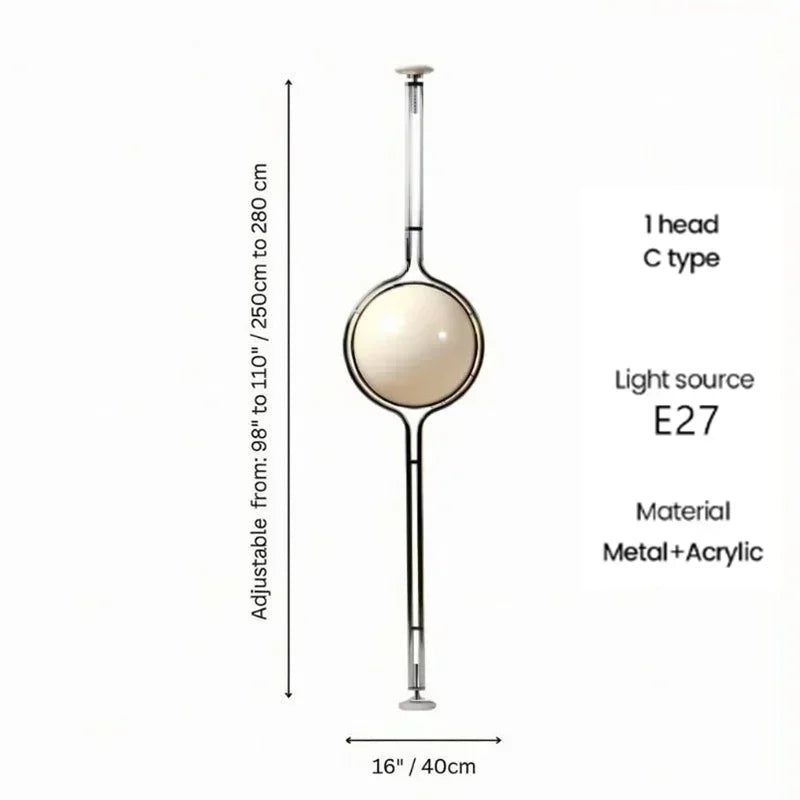 Modern Creative LED Floor Lamp Chrome Metal White Acrylic Ball Lights Art Lighting Living Dining Room Bedroom Home Decor