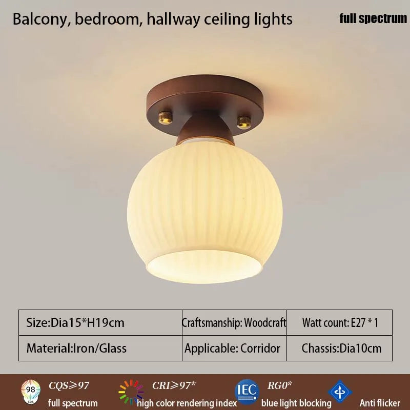 Home Lighting Walnut Copper LED Ceiling Light Corridor Living Room Light Interior Decoration Modern Ceiling Light Fixtures