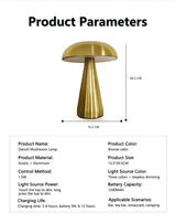 Retro Mushroom LED Night Light Touch Sensor Rechargeable Desk Lamp for Bedroom Restaurant Bar Decor Reading Lighting