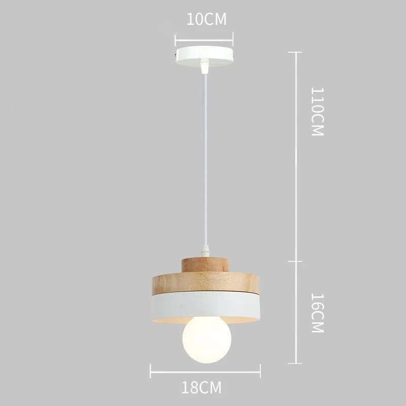 Nordic LED Wooden Pendant Light Iron 18CM Square Living Room Hanging Fixture For Bedroom Dining Room Study Home Decor Luminaires
