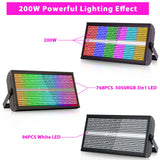 4-Pack 200W LED RGBW Strobe Lights (48+8 Segment, DMX512) - High-Output Stage Wash Uplight Fixtures for DJ, Disco, Wedding, Bar & KTV