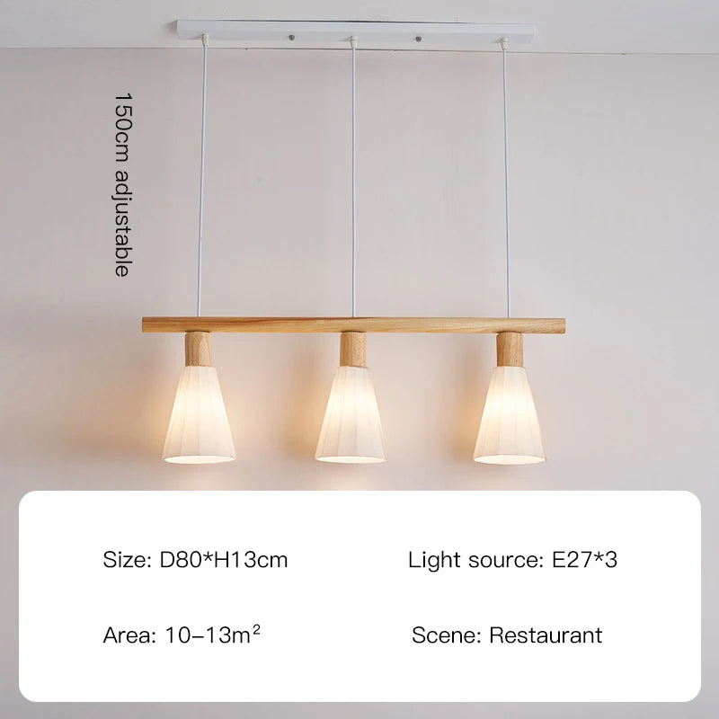 Nordic Dining Room Chandelier Indoor Lighting Led Pendent Lamp For Kitchen Bar Wooden Ceiling Hanging Light Glass Ball Decorate