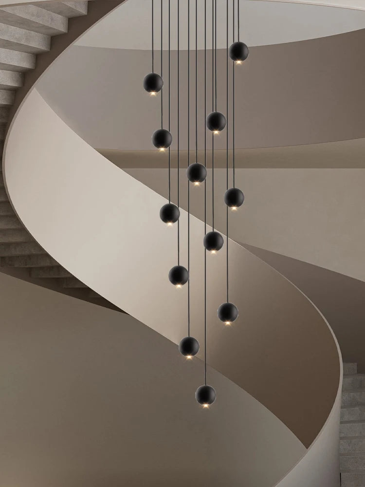 Orb Chandelier Interior Lighting Decorative Lamps Black Circular Penthouse Designer Living Room Pendant Stairwell Chandelier