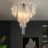 Modern Tassels Chain Ceiling Chandeliers Light Aluminum Luxury Ceiling Lamps Living Room Bedroom Kitchen Villa Home Decorations
