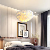 Nordic White Feather Lamp, Nordic Bedroom Lamp, Cozy Romantic Bedside Decor Pendant Light Cover