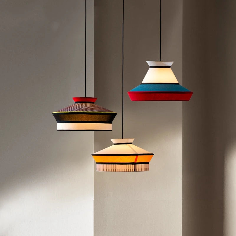 Rattan Pendant Light Minimalist Wabi-sabi Fabric Decorative Danish Design Light Interior Restaurant Bedroom Dining Room Light